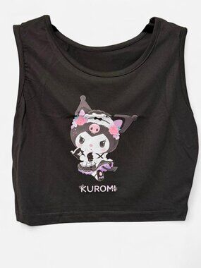 Kuromi Black Graphic Crop Tank Size S Y2K Goth